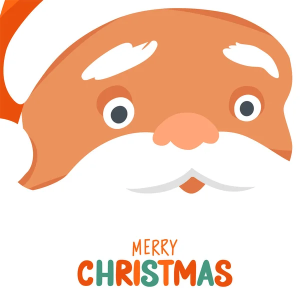 Joyeux Noël carte vectorielle avec drôle Père Noël visage gros plan. Bonne année ou illustration de Noël. Mignon Père Frost personnage de bande dessinée. — Image vectorielle