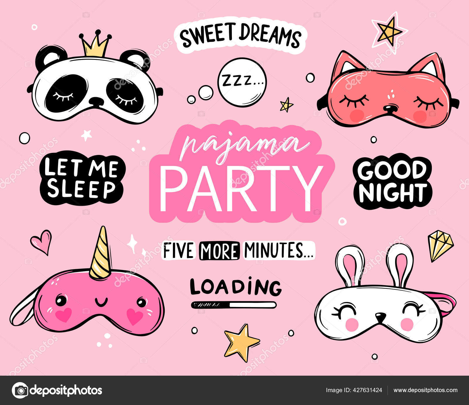 Sleep Masks And Quotes Vector Set Lettering Phrases Good Night Sweet Dreams Sleep All Day Blindfold Classic And Animal Shaped Stock Vector Image By C Yanalesiuk
