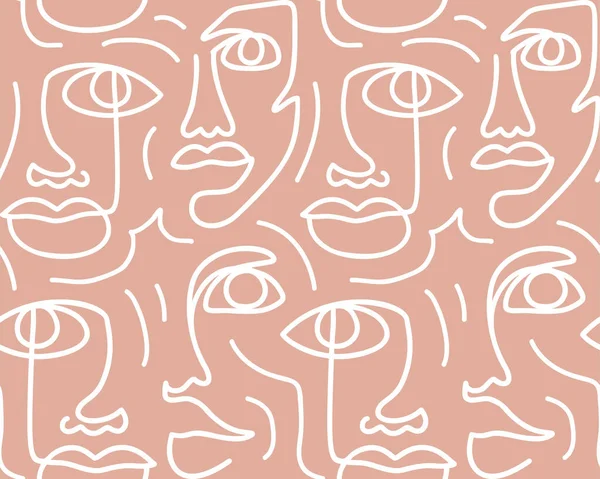 Soyut bir çizgi kusursuz desen. Kadın yüzü olan sürekli bir özgeçmiş. Modern Kadın estetik yapısı. Moda baskısı. Gerçeküstü doku.