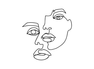 Soyut kadın yüzüne sahip çağdaş sanat posteri, bir çizgi canavar yaprağı çizimi, aşk mektupları, boya dokusu ve leopar deseni. Moda posteri. Modern vektör grafik tasarımı.