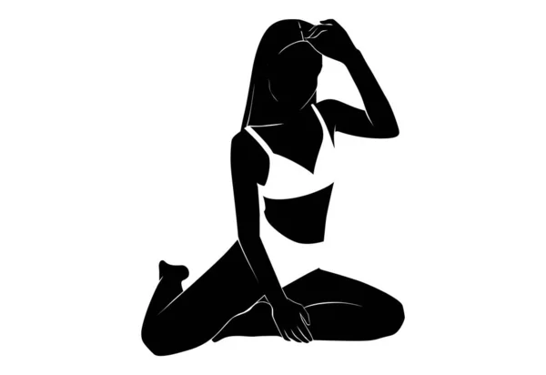 Vektorová abstraktní ženská silueta v bikinách, plavky. Sexy holka na pláži. Ženské tělo. Letní ilustrace — Stockový vektor
