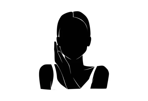 Visage de femme abstrait, portrait de femme, silhouette de fille. Illustration vectorielle de mode. Modèle pose, formes noir et blanc. — Image vectorielle