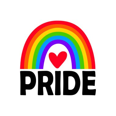 Lgbt gururu. Gay geçit töreni. Gökkuşağı bayrağı. Lgbtq vektör alıntısı beyaz arkaplanda izole edildi.