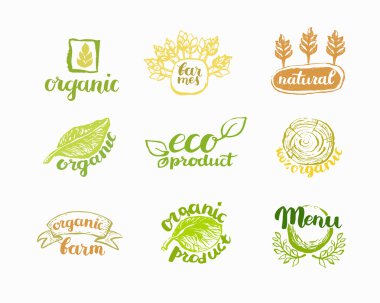 El-Çizilmiş çiftlik taze logo seti