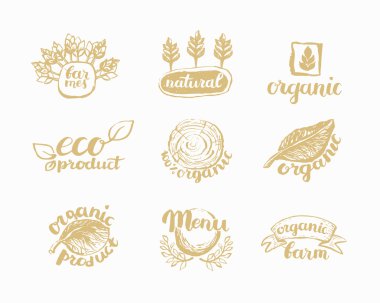 El-Çizilmiş çiftlik taze logo seti