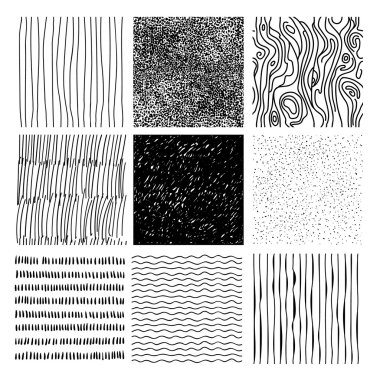 Set of Hand drawn textures, brush strokes clipart