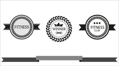 Winner wreath and award ribbon emblems clipart