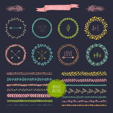 Çiçek Doodle fırça elemanları