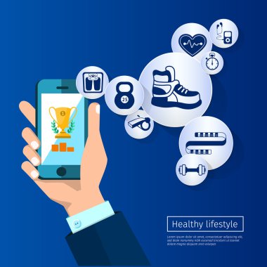 mobil uygulamalar, sağlıklı yaşam konsepti