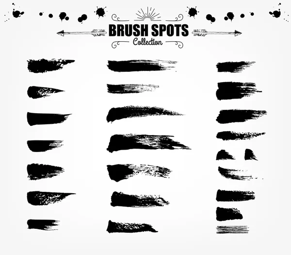 Large set Ink brush grunge strokes — Stock Vector