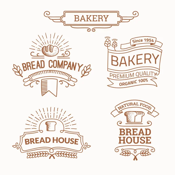 Retro set label van broodbakkerij — Stockvector