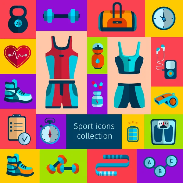 Conjunto de iconos fitness. — Vector de stock