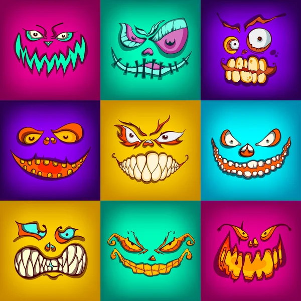 Monstres halloween ensemble — Image vectorielle