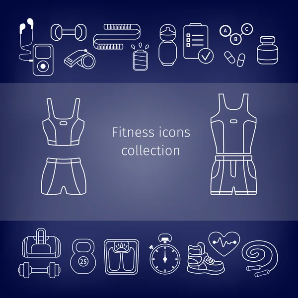 Ensemble d'icônes de fitness simples — Image vectorielle