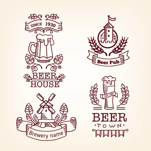 Set of beer labels, Vintage banners — Stock Vector