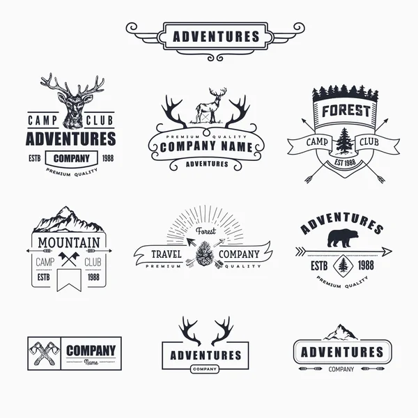 Retro collection of adventure labels — Stock Vector