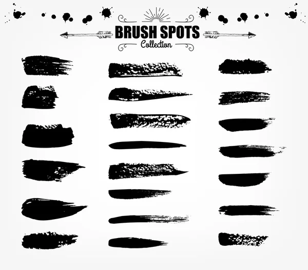 Large set Ink brush grunge strokes — Stock Vector