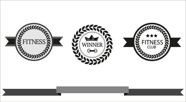 Winner wreath and award ribbon emblems — Stock vektor