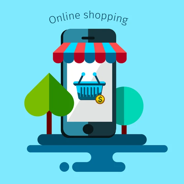 Mobile banking e shopping online — Vettoriale Stock