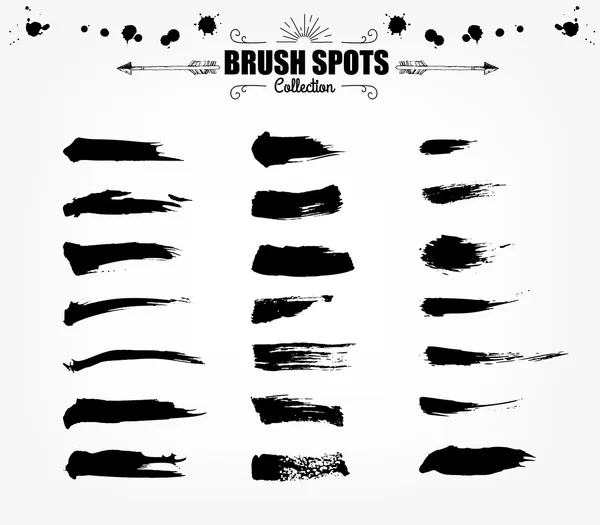 Large set Ink brush grunge strokes — Stock Vector