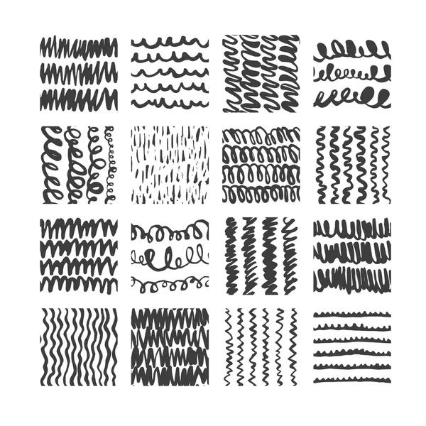 Set di texture disegnate a mano, pennellate — Vettoriale Stock