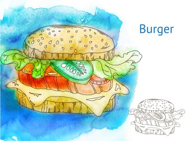 Suluboya renkli burger