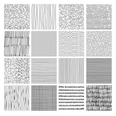 Elle çizilmiş dokular, fırça darbeleri seti