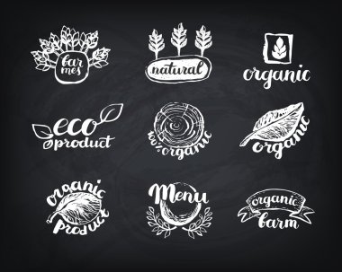 El-Çizilmiş çiftlik taze logo seti