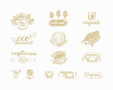 El-Çizilmiş çiftlik taze logo seti