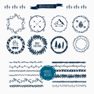Çiçek Doodle fırça elemanları