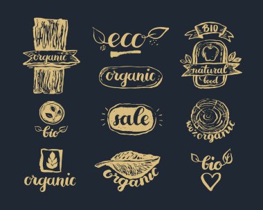 El-Çizilmiş çiftlik taze logo seti