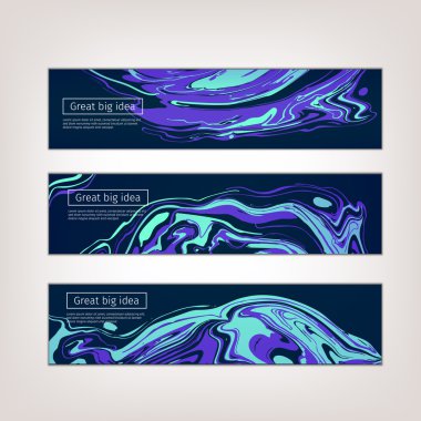 Set of Watercolor Ink marbling banners clipart