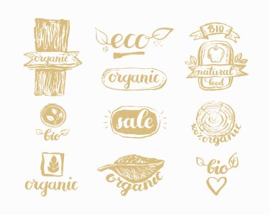 El-Çizilmiş çiftlik taze logo seti