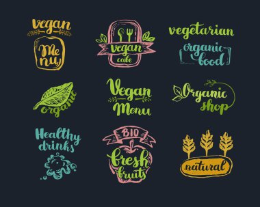 El-Çizilmiş çiftlik taze logo seti