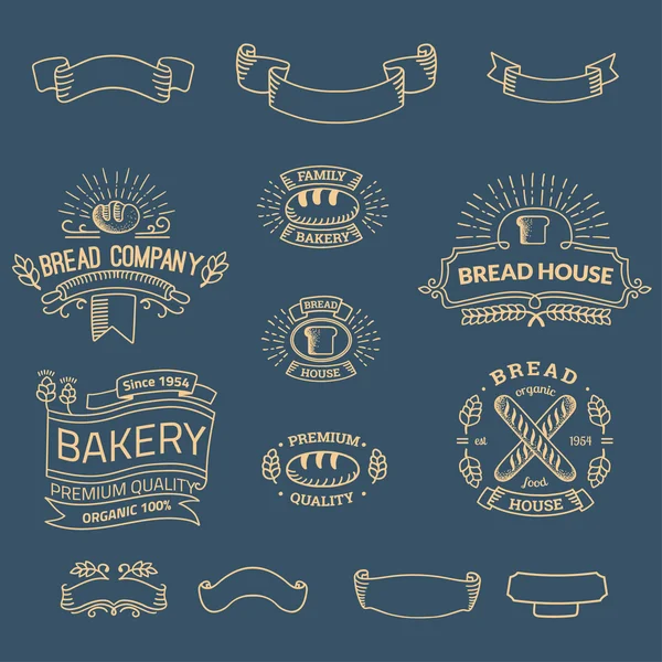 Retro set label van broodbakkerij — Stockvector