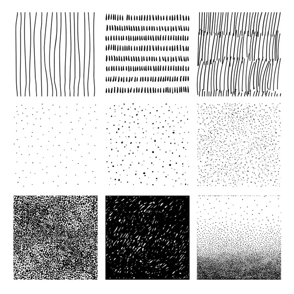 Conjunto de texturas desenhadas à mão, pinceladas —  Vetores de Stock