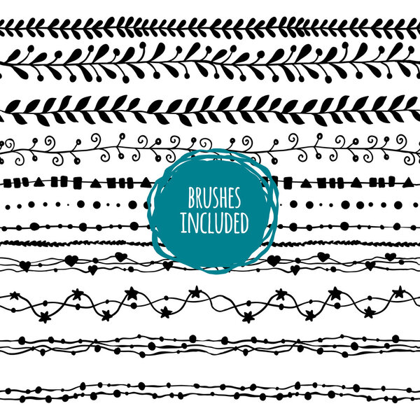 Hand-Drawn brush set and pattern