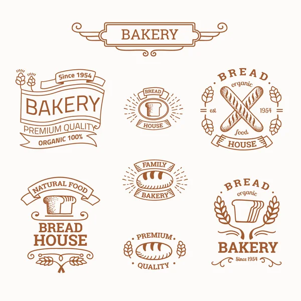 Retro set label van broodbakkerij — Stockvector