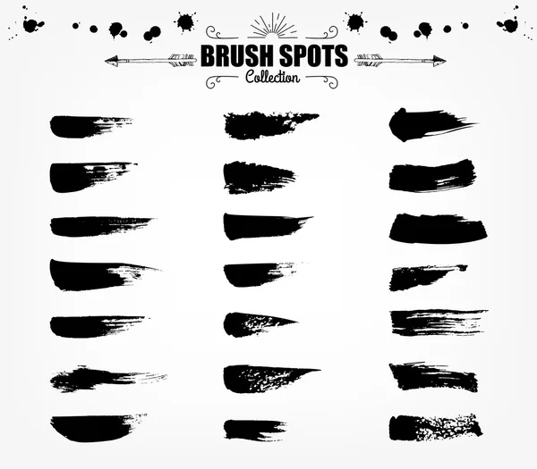 Large set Ink brush grunge strokes — Stock Vector