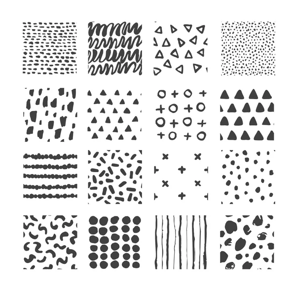 Conjunto de texturas dibujadas a mano, pinceladas — Vector de stock