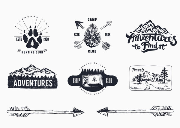 Retro collection of adventure labels