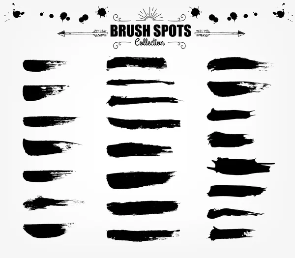 Large set Ink brush grunge strokes — Stock Vector