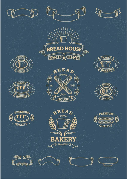 Retro set label of bread bakery — Stock Vector