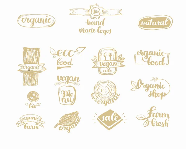 Набір свіжих логотипів ферми ручної роботи — стоковий вектор
