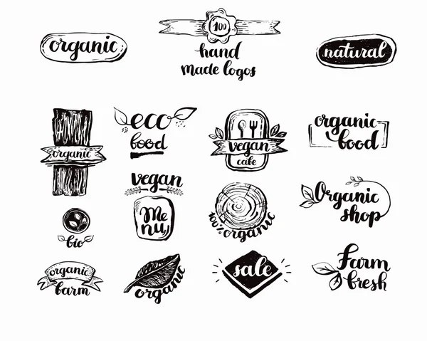 Набір свіжих логотипів ферми ручної роботи — стоковий вектор