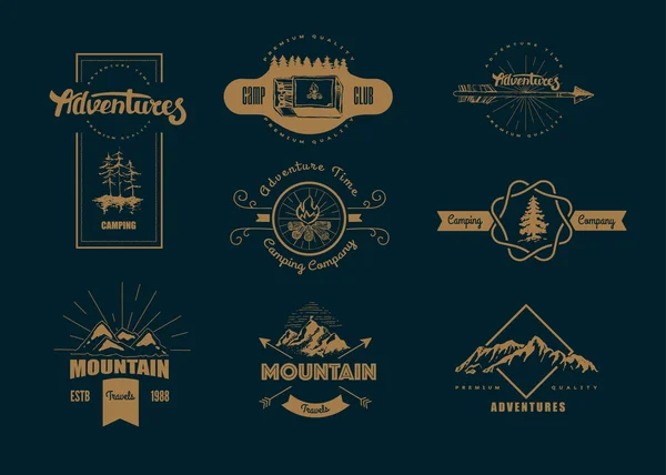 Retro collection of adventure labels — Stock Vector