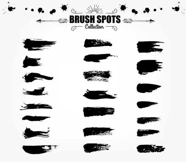 Large set Ink brush grunge strokes — Stock Vector