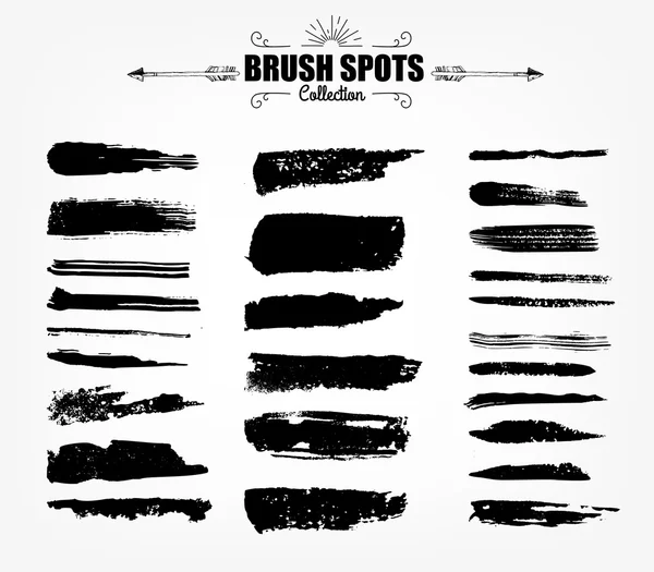 Large set Ink brush grunge strokes — Stock Vector