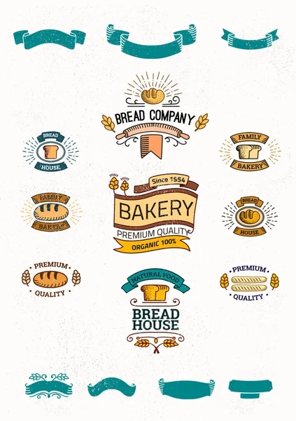 Retro set label of bread bakery — Stock Vector