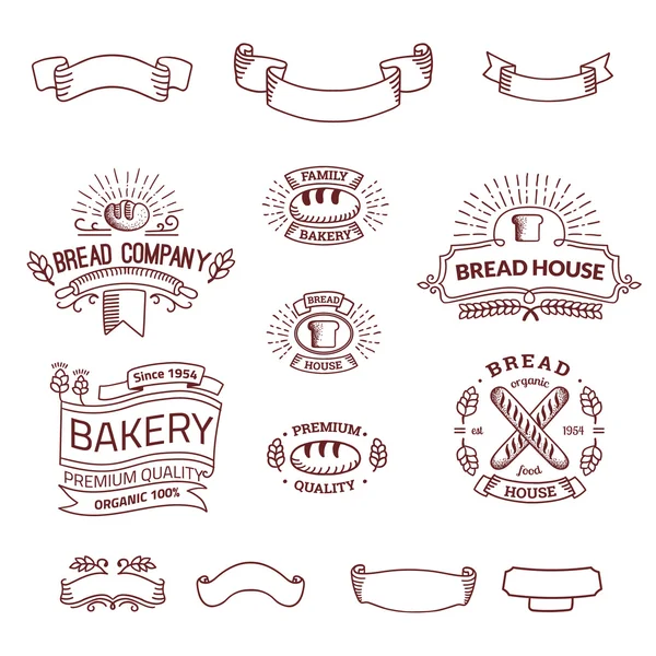 Retro set label van broodbakkerij — Stockvector